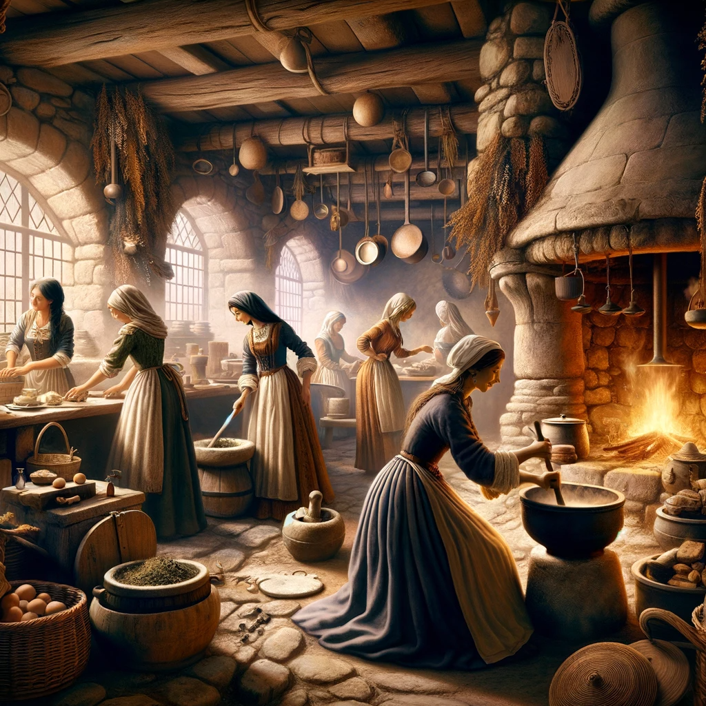 women around the hearth