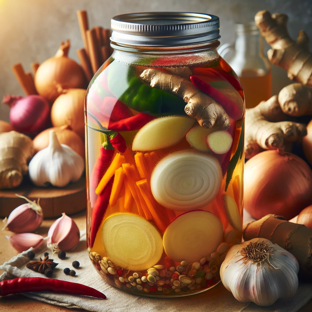 fire cider recipe brewing in a mason jar